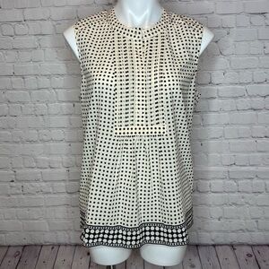 J.Crew Cream and Black Polka Dot Sleeveless Blouse Size 12